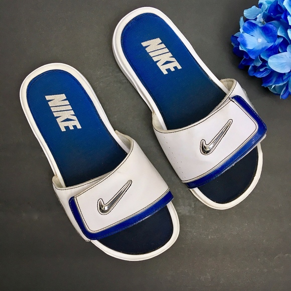 blue nike slides womens